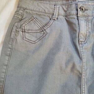 DKNY light gray jean mini skirt 4